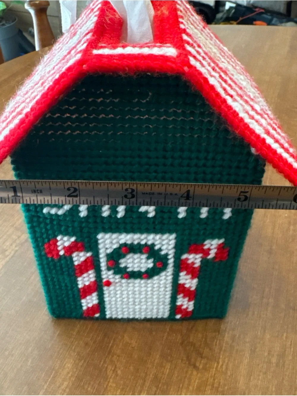 Green and Red Santa House Holiday Tissue Box Cover